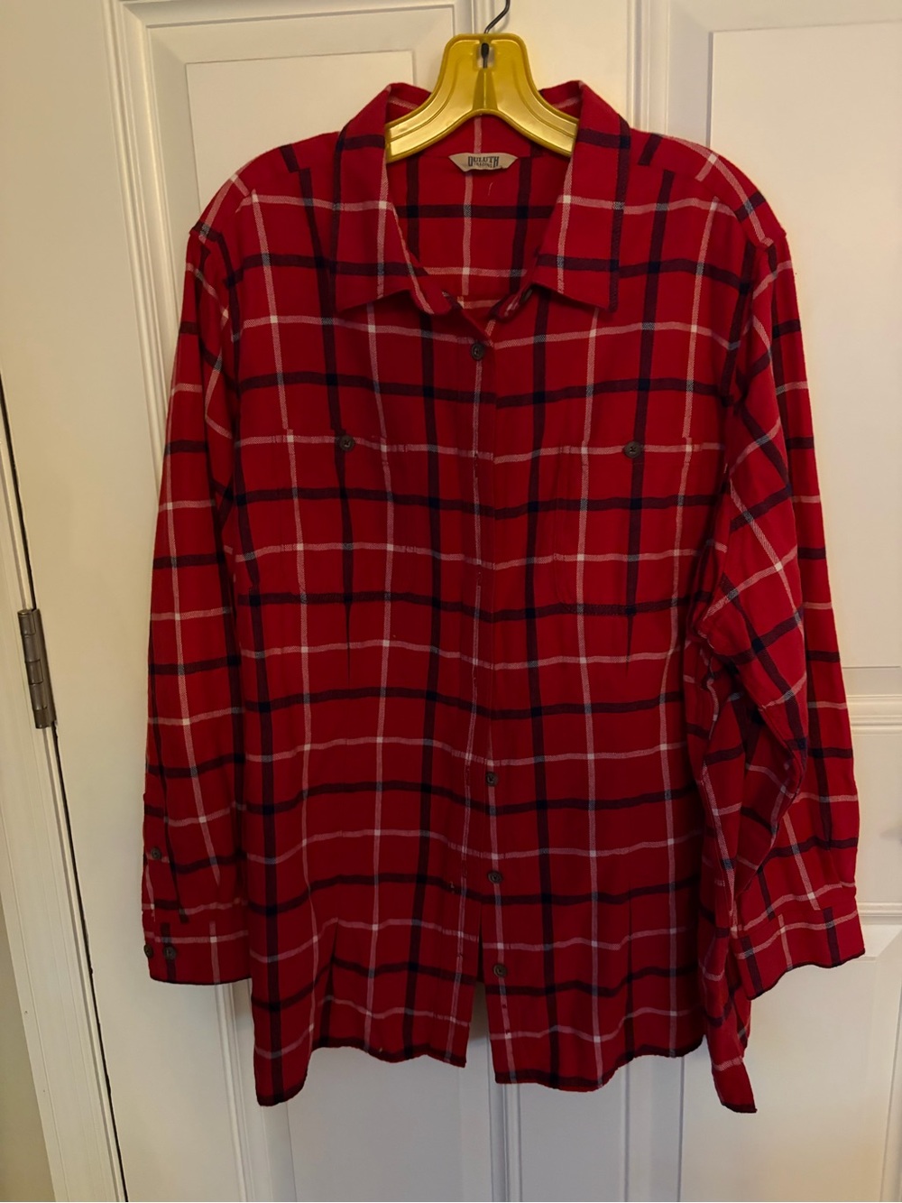Duluth Trading Co Red Plaid Men's Button-Down Shirt